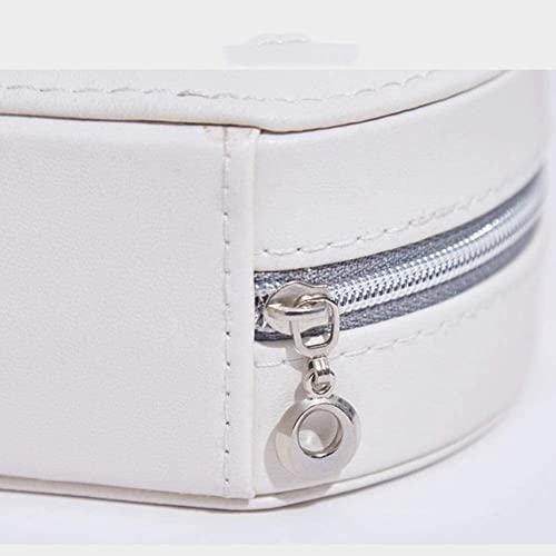 ZZYINH AN207 Leather Portable Jewelry Box Jewel Casket Portable Makeup Organizer Beauty Travel Box Festival Gift Small Jewelry (Color : White)