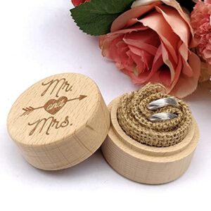 ZZYINH AN207 Personalized Rustic Wedding Wooden Ring Box Jewelry Trinket Storage Container Holder Custom Mr and Mrs Rings Bearer Small Jewelry
