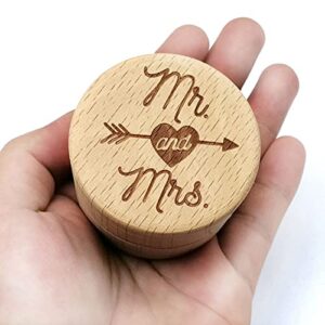 ZZYINH AN207 Personalized Rustic Wedding Wooden Ring Box Jewelry Trinket Storage Container Holder Custom Mr and Mrs Rings Bearer Small Jewelry