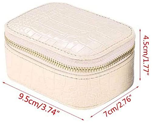 ZZYINH AN207 Simple Jewelry Box PU Leather Earrings Necklace Bracelet Storage European Style Portable Travel Jewellery Organizer Small Jewelry (Color : Beige)