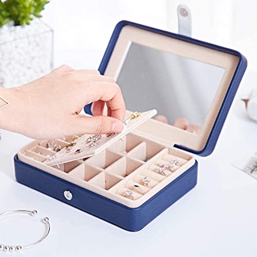 ZZYINH AN207 American Style Portable Pu Fresh Simple Ear Stud Jewlery Box Small Earrings Ring Multi-Functional Jewelry Box Small Jewelry (Color : Blue2)