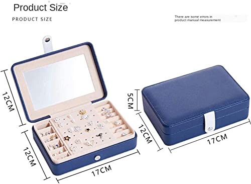 ZZYINH AN207 American Style Portable Pu Fresh Simple Ear Stud Jewlery Box Small Earrings Ring Multi-Functional Jewelry Box Small Jewelry (Color : Blue2)