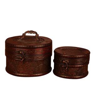 zzyinh an207 classical vintage retro wood jewelry box antique storage container box bracelet pearl ring treasure chest organizer small jewelry (color : black)