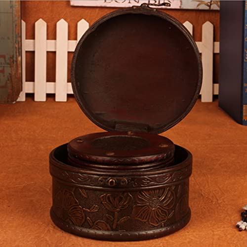 ZZYINH AN207 Classical Vintage Retro Wood Jewelry Box Antique Storage Container Box Bracelet Pearl Ring Treasure Chest Organizer Small Jewelry (Color : Black)