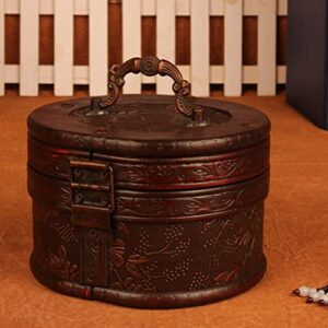 ZZYINH AN207 Classical Vintage Retro Wood Jewelry Box Antique Storage Container Box Bracelet Pearl Ring Treasure Chest Organizer Small Jewelry (Color : Black)