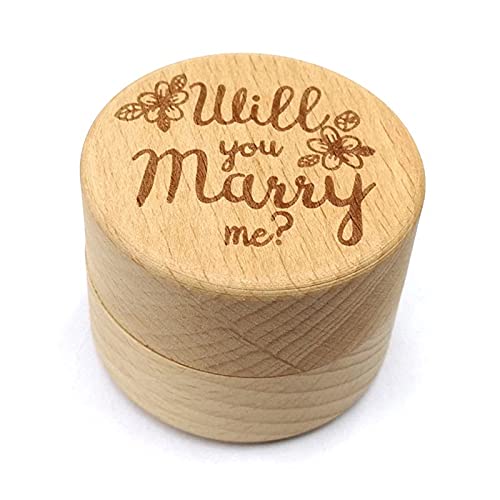 ZZYINH AN207 Personalized Engraving Rustic Wedding Wooden Ring Box Jewelry Trinket Storage Container Holder Custom Will You Marry Me Rings Small Jewelry