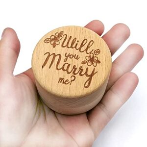 ZZYINH AN207 Personalized Engraving Rustic Wedding Wooden Ring Box Jewelry Trinket Storage Container Holder Custom Will You Marry Me Rings Small Jewelry