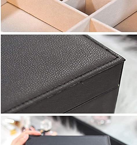 ZZYINH AN207 Exquisite Jewelry Box Women Leather Packaging Necklace Rings Bracelet Storage Organizer Display Gift Boxes Small Jewelry (Color : Black)