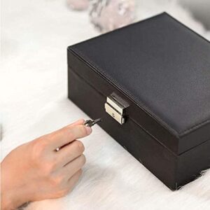 ZZYINH AN207 Exquisite Jewelry Box Women Leather Packaging Necklace Rings Bracelet Storage Organizer Display Gift Boxes Small Jewelry (Color : Black)