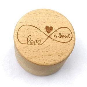 zzyinh an207 personalized engraving rustic wedding wooden ring box jewelry trinket storage container holder custom love is sweet rings bearer small jewelry