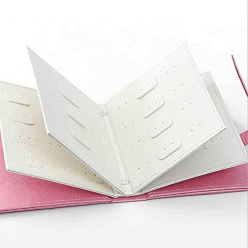 ZZYINH AN207 Portable Leather Earrings Studs Display Rack Book Style Earring Jewelry Display Stand Holder Storage Box Small Jewelry (Color : Pink)