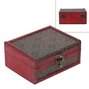 ZZYINH AN207 Fashion Vintage Square Jewelry Storage Box Handmade Wooden Decorative Charm Jewelry Organizer Display Holder Case for Gift Small Jewelry