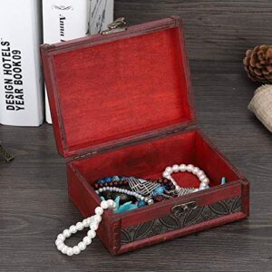 ZZYINH AN207 Fashion Vintage Square Jewelry Storage Box Handmade Wooden Decorative Charm Jewelry Organizer Display Holder Case for Gift Small Jewelry