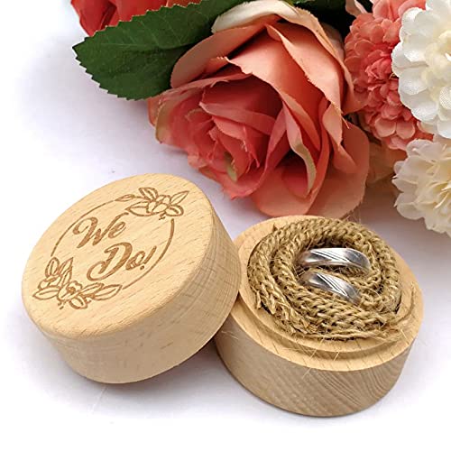 ZZYINH AN207 Personalized Engraving Rustic Wedding Wooden Ring Box Jewelry Trinket Storage Container Holder Custom We Do Rings Bearer Small Jewelry