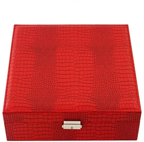 ZZYINH AN207 PU Exquisite Leather Jewlery Box Watch Box with Lock Packaging Jewlery Boxes Earrings Rings Bracelet Display Holder Case Small Jewelry (Color : Red)