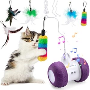 bebobly automatic cat toys interactive for indoor cats, electric mouse feather toy for kitten pet exercise chasing hunting, self-entertaining smart toys for play alone, usb charging