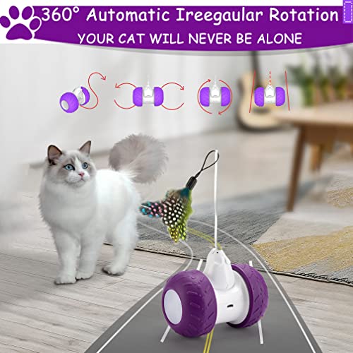 BEBOBLY Automatic Cat Toys Interactive for Indoor Cats, Electric Mouse Feather Toy for Kitten Pet Exercise Chasing Hunting, Self-Entertaining Smart Toys for Play Alone, USB Charging