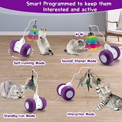 BEBOBLY Automatic Cat Toys Interactive for Indoor Cats, Electric Mouse Feather Toy for Kitten Pet Exercise Chasing Hunting, Self-Entertaining Smart Toys for Play Alone, USB Charging