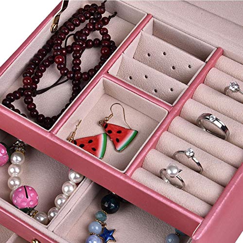 ZZYINH AN207 PU Leather Jewelry Watch Storage Box Watch Bracelet Earring Ear Stud Ring Necklace Holder Organizer Case Holder for Jeweler Small Jewelry