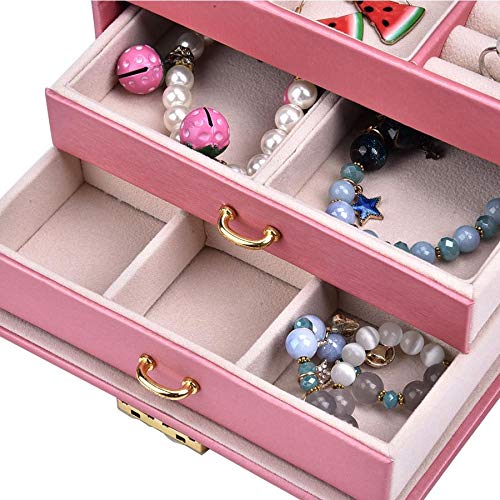 ZZYINH AN207 PU Leather Jewelry Watch Storage Box Watch Bracelet Earring Ear Stud Ring Necklace Holder Organizer Case Holder for Jeweler Small Jewelry