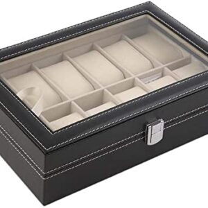 ZZYINH AN207 Leather Watch Box Jewelry Storage Box Organizer for Earrings Rings Bracelet Display Holder Case Small Jewelry (Color : Black)