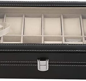 ZZYINH AN207 Leather Watch Box Jewelry Storage Box Organizer for Earrings Rings Bracelet Display Holder Case Small Jewelry (Color : Black)