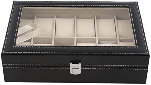 ZZYINH AN207 Leather Watch Box Jewelry Storage Box Organizer for Earrings Rings Bracelet Display Holder Case Small Jewelry (Color : Black)