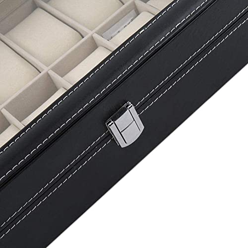 ZZYINH AN207 Leather Watch Box Jewelry Storage Box Organizer for Earrings Rings Bracelet Display Holder Case Small Jewelry (Color : Black)