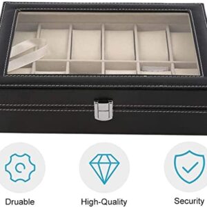 ZZYINH AN207 Leather Watch Box Jewelry Storage Box Organizer for Earrings Rings Bracelet Display Holder Case Small Jewelry (Color : Black)