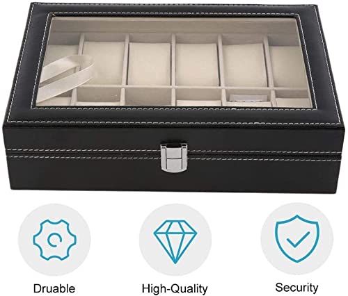 ZZYINH AN207 Leather Watch Box Jewelry Storage Box Organizer for Earrings Rings Bracelet Display Holder Case Small Jewelry (Color : Black)