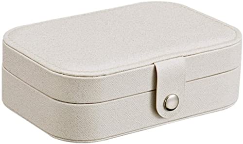 ZZYINH AN207 Portable Jewelry Box Multi-Function PU Leather Jewelry Storage Box Case Holder Earring Necklace Plate Jewelry Organizer Small Jewelry (Color : White)