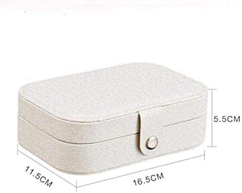 ZZYINH AN207 Portable Jewelry Box Multi-Function PU Leather Jewelry Storage Box Case Holder Earring Necklace Plate Jewelry Organizer Small Jewelry (Color : White)