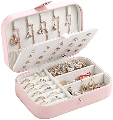 ZZYINH AN207 Jewlery Box Portable Jewelry Case Multi-Function Large Capacity Jewelry Storage Ear Stud Earrings Ornament Jewlery Box Small Jewelry (Color : Pink)