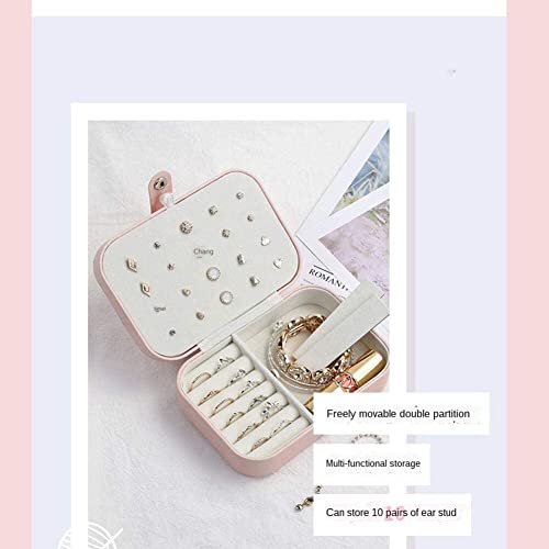 ZZYINH AN207 Jewlery Box Portable Jewelry Case Multi-Function Large Capacity Jewelry Storage Ear Stud Earrings Ornament Jewlery Box Small Jewelry (Color : Pink)