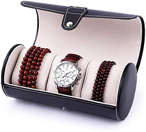 ZZYINH AN207 Watch Display Gift Box 3 Slot Wristwatch Necklace Bracelet Jewelry PU Leather Box Storage Travel Pouch Small Jewelry (Color : Black)