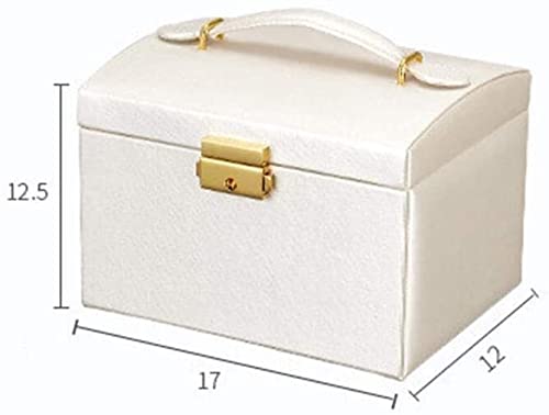 ZZYINH AN207 Three Layers Leather Jewelry Box Jewelry Exquisite Makeup Case Jewelry Organizer Gift Box Small Jewelry (Color : White)