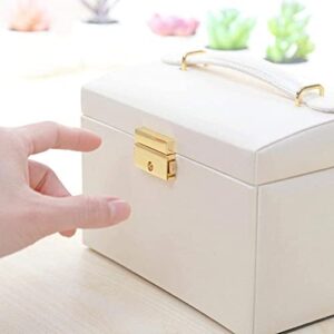 ZZYINH AN207 Three Layers Leather Jewelry Box Jewelry Exquisite Makeup Case Jewelry Organizer Gift Box Small Jewelry (Color : White)