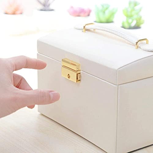 ZZYINH AN207 Three Layers Leather Jewelry Box Jewelry Exquisite Makeup Case Jewelry Organizer Gift Box Small Jewelry (Color : White)