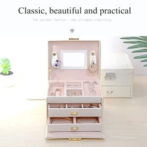 ZZYINH AN207 Three Layers Leather Jewelry Box Jewelry Exquisite Makeup Case Jewelry Organizer Gift Box Small Jewelry (Color : White)