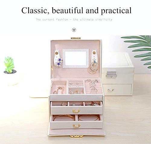 ZZYINH AN207 Three Layers Leather Jewelry Box Jewelry Exquisite Makeup Case Jewelry Organizer Gift Box Small Jewelry (Color : White)