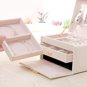 ZZYINH AN207 Three Layers Leather Jewelry Box Jewelry Exquisite Makeup Case Jewelry Organizer Gift Box Small Jewelry (Color : White)