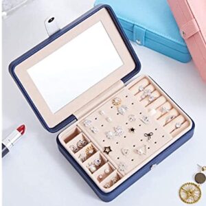 ZZYINH AN207 Portable PU Leather Jewelry Box Travel Jewelry Organizer Multifunction Necklace Earring Ring Storage Box Women Gifts Small Jewelry (Color : Blue)