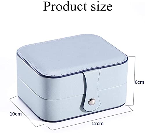 ZZYINH AN207 Double-Sided Jewlery Box Portable Jewelry Box Leather Ear Stud Ring Necklace Earrings Storage Box Small Jewelry (Color : Blue)