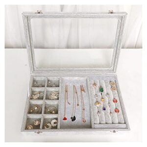 ZZYINH AN207 Ice Velvet Three-in-one Ring Necklace Earrings Earrings Jewelry Storage Box Small Jewelry