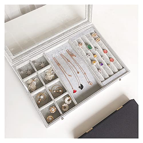 ZZYINH AN207 Ice Velvet Three-in-one Ring Necklace Earrings Earrings Jewelry Storage Box Small Jewelry