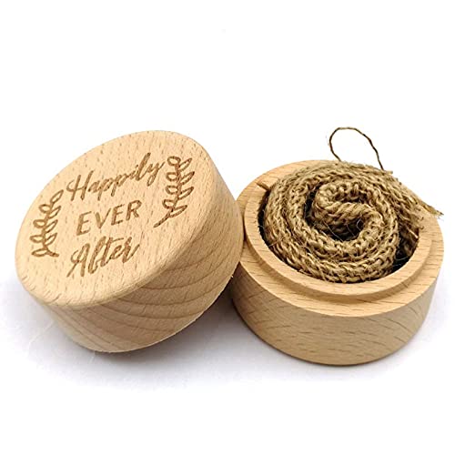 ZZYINH AN207 Personalized Engraving Rustic Wedding Wooden Ring Box Jewelry Trinket Storage Containers Custom Happily Ever After Rings Bearer Small Jewelry