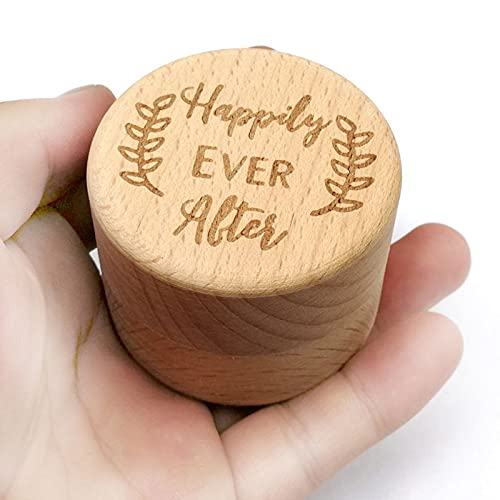 ZZYINH AN207 Personalized Engraving Rustic Wedding Wooden Ring Box Jewelry Trinket Storage Containers Custom Happily Ever After Rings Bearer Small Jewelry