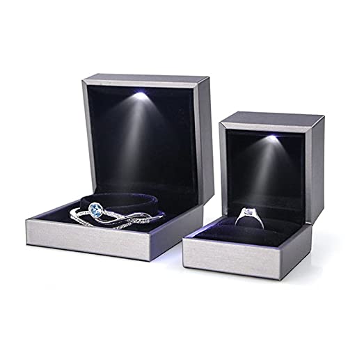 ZZYINH AN207 LED Light Jewelry Display Bracelet Necklace Wedding Engagement Ring Box Storage Case Holder Gift Small Jewelry (Color : S3)