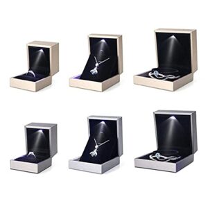 ZZYINH AN207 LED Light Jewelry Display Bracelet Necklace Wedding Engagement Ring Box Storage Case Holder Gift Small Jewelry (Color : S3)