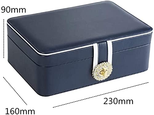 ZZYINH AN207 with Lock Two Layer Jewelry Organizer Box with 56 Stud Jacks Smooth Leather Jewelry Storage Case Display Holder Small Jewelry